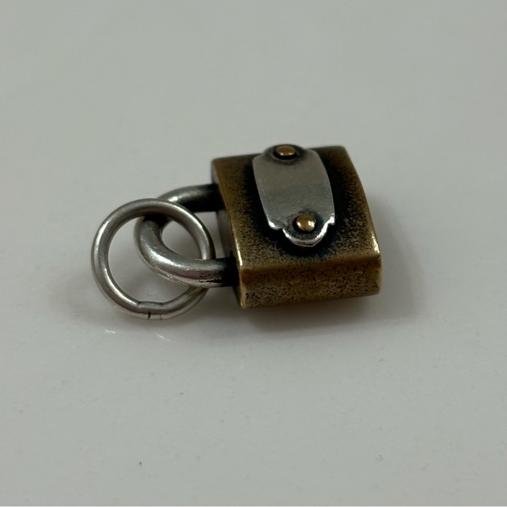 Retired Rare James Avery Pad Lock Charm Bronze and Sterling Silver - Picture 5 of 8